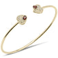 <span style="color:purple">SPECIAL!</span> .68ct G SI 14K Yellow Gold Garnet & Diamond Heart Shaped Open Bangle Bracelet