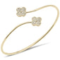 <span style="color:purple">SPECIAL!</span> .28ct G SI 14K Yellow Gold Diamond Flower Open Bangle Bracelet