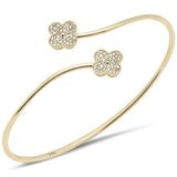 .28ct G SI 14K Yellow Gold Diamond Flower Open Bangle Bracelet