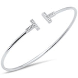 <span style="color:purple">¡ESPECIAL!</span> Pulsera abierta de oro blanco de 14K con diamante de 0.09ct G SI