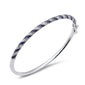 <span style="color:purple">SPECIAL!</span> 2.43ct G SI 14K White Gold Diamond & Blue Sapphire Gemstone Bangle Bracelet 61m