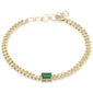 <span style="color:purple">SPECIAL!</span>1.68ct G SI 14K Yellow Gold Emerald Gemstone & Diamond Cuban Bracelet 6+1.5" Long