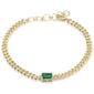 <span style="color:purple">SPECIAL!</span> 1.55ct G SI 14K Yellow Gold Emerald Gemstone & Diamond Cuban Bracelet 6+1.5" Long