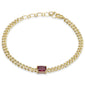 <span style="color:purple">SPECIAL!</span>1.88ct G SI 14K Yellow Gold Ruby Gemstone & Diamond Cuban Bracelet 6+1.5" Long