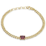 1.88ct G SI 14K Yellow Gold Ruby Gemstone & Diamond Cuban Bracelet 6+1.5" Long