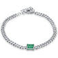 <span style="color:purple">SPECIAL!</span> 1.69ct G SI 14K White Gold Diamond & Emerald Gemstone Chain Bracelet 6+1.5" Long