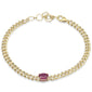 <span style="color:purple">SPECIAL!</span>1.74ct G SI 14K Yellow Gold Oval Ruby Gemstone & Diamond Cuban Bracelet 6+1.5" Long