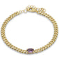 <span style="color:purple">SPECIAL!</span> 1.20ct G SI 14K Yellow Gold Diamond & Amethyst Gemstone Chain Bracelet 6+1.5" Long