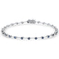 <span style="color:purple">SPECIAL!</span>1.14ct G SI 14K White Gold Blue Sapphire Gemstone Bracelet 7" Long