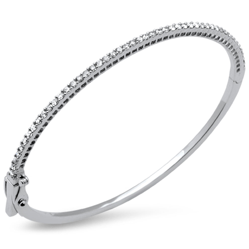<span>DIAMOND CLOSEOUT! </span>1.00ct G SI 14K White Gold Round Diamond Bangle Bracelet