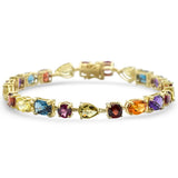 15.25ct G SI 14K Yellow Gold Multi Color Gemstones Bracelet 7" Long