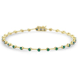 1.04ct G SI 14K Yellow Gold Emerald Gemstone Bar Bracelet 7" Long