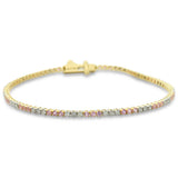 2.12ct G SI 14K Yellow Gold Diamond & Pink Sapphire Gemstones Tennis Bracelet 7" Long