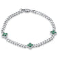 <span style="color:purple">SPECIAL!</span> .52ct G SI 14K White Gold Emerald Gemstones Cuban Bracelet 7" Long
