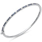 <span style="color:purple">SPECIAL!</span> 1.64ct G SI 14K White Gold Diamond Blue Sapphire Gemstone Bangle Bracelet 59mm