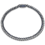 <span style="color:purple">SPECIAL!</span>  .91ct G SI 14K White Gold Diamond Blue Sapphire Gemstone Cuban Bracelet 7" Long