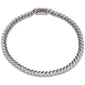 <span style="color:purple">SPECIAL!</span>  .94ct G SI 14K White Gold Diamond & Ruby Gemstone Cuban Bracelet 7" Long
