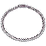  .94ct G SI 14K White Gold Diamond & Ruby Gemstone Cuban Bracelet 7" Long