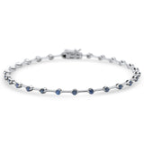 <span>GEMSTONE CLOSEOUT! </span> 1.52ct G SI 14K White Gold Blue Sapphire Gemstone Bar Bracelet 7" Long