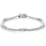 2.04ct G SI 14K White Gold Round & Baguette Diamond Tennis Bracelet 7" Long