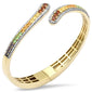 <span style="color:purple">SPECIAL!</span> 3.34ct G SI 14K Yellow Gold Diamond & Multi Color Gemstone Bangle Bracelet