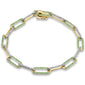 <span style="color:purple">SPECIAL!</span> 1.36ct G SI 14K Yellow Gold Diamond & Emerald Gemstone Paper Clip Link Bracelet 7" Long