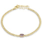 <span style="color:purple">SPECIAL!</span> 1.17ct G SI 14K Yellow Gold Diamond & Amethyst Gemstone Bracelet 6+1.5" Long