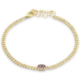 <span style="color:purple">SPECIAL!</span> 1.17ct G SI 14K Yellow Gold Diamond & Amethyst Gemstone Bracelet 6+1.5" Long