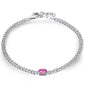 <span style="color:purple">SPECIAL!</span> 1.18ct G SI 14K White Gold Diamond & Pink Sapphire Gemstone Chain Bracelet 6+1.5" Long