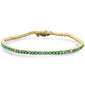 <span style="color:purple">SPECIAL!</span>2.66ct G SI 14K Yellow Gold Diamond & Green Emerald Tennis Bracelet 7" Long