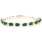 <span style="color:purple">SPECIAL!</span> 5.50ct G SI 14K Yellow Gold Emerald Gemstone Paperclip Bracelet 7" Long