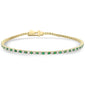 <span style="color:purple">SPECIAL!</span> 1.83ct G SI 14K Yellow Gold Diamond & Emerald Tennis Bracelet 7" Long