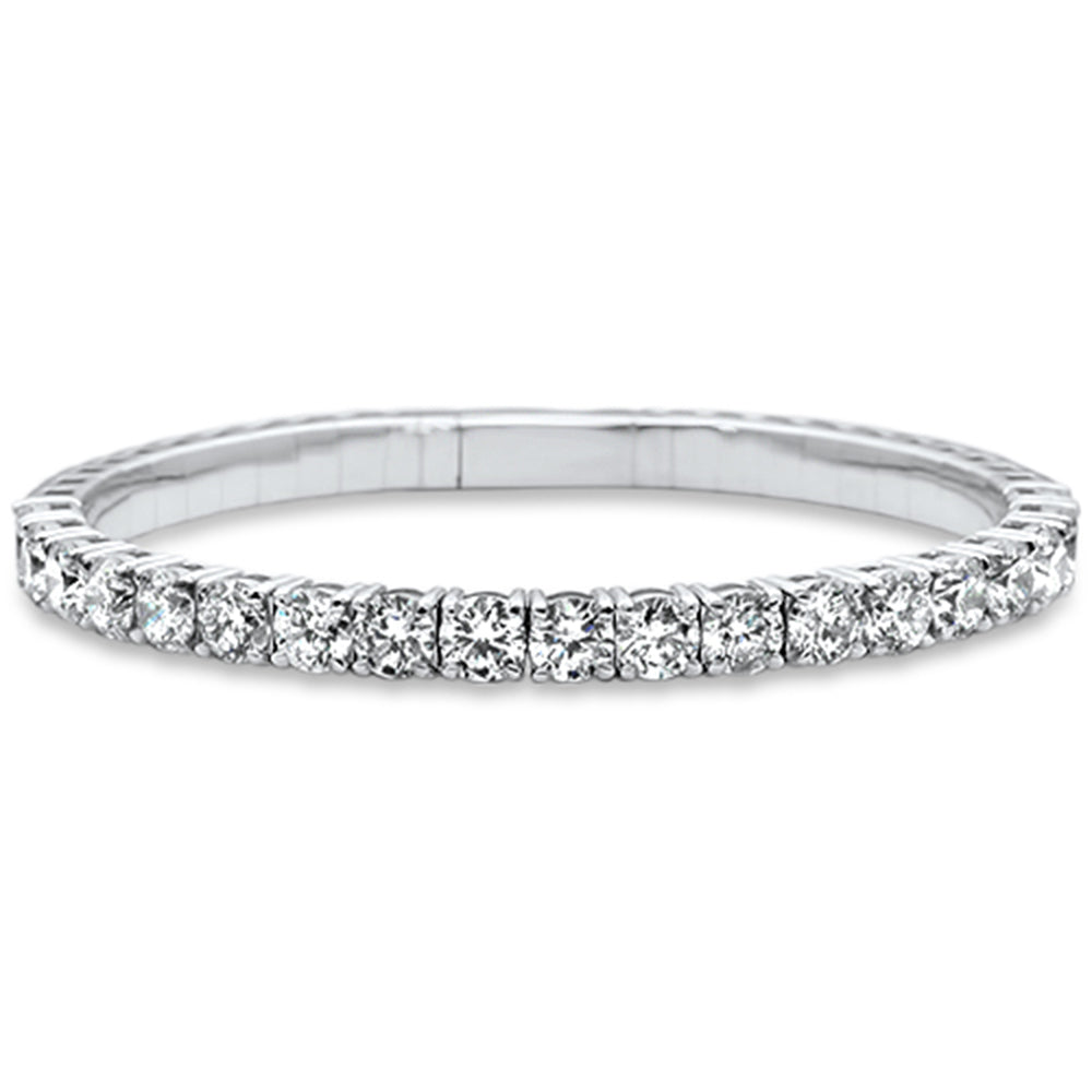 9.80ct G SI .50ct Each Round 14K White Gold Round Diamond Flexible Bangle Bracelet
