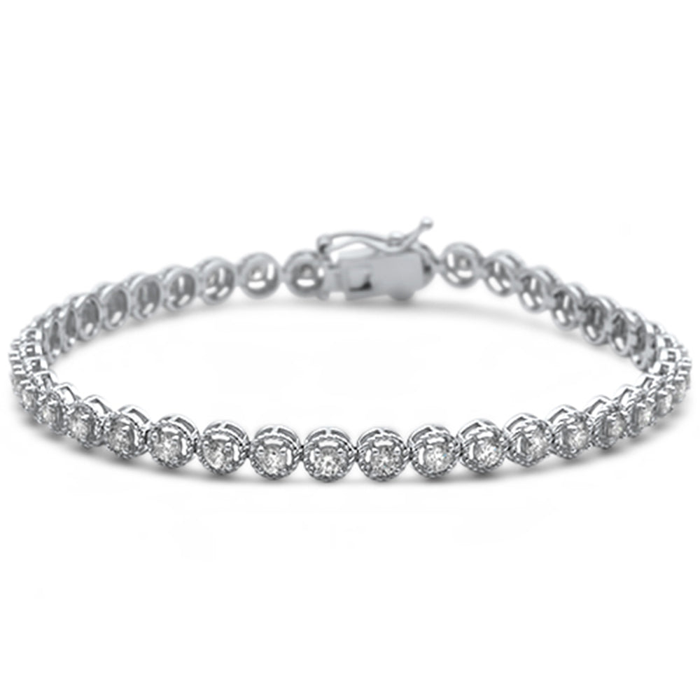 <span style="color:purple">SPECIAL!</span> 2.04ct G SI 14K White Gold Round Diamond Halo Style Tennis Bracelet  7" Long