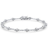 1.24ct G SI 14K White Gold Diamond Round Shape link Bracelet 7.5" Long