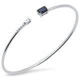<span style="color:purple">SPECIAL!</span> .74ct G SI 14K White Gold Diamond & Blue Sapphire Gemstones Open Bangle Bracelet 56mm