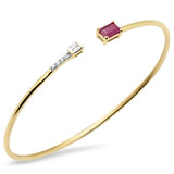 <span>GEMSTONE CLOSEOUT! </span> .70ct G SI 14K Yellow Gold Diamond & Ruby Gemstones Open Bangle Bracelet 56mm