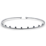 <span>GEMSTONE  CLOSEOUT! </span> .20ct G SI 14K White Gold Blue Sapphire Gemstones Open Bangle Bracelet 56mm