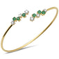<span style="color:purple">SPECIAL!</span>1.00ct G SI 14K Yellow Gold Diamond & Emerald Gemstone Bangle Bracelet 56mm