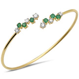 <span style="color:purple">¡ESPECIAL!</span>Pulsera de oro amarillo de 14 quilates con diamantes y esmeraldas de 1.00ct G SI, 56 mm