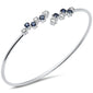 <span style="color:purple">SPECIAL!</span> 1.00ct G SI 14K White Gold Diamond & Blue Sapphire Gemstone Bangle Bracelet 56mm
