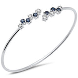1.00ct G SI 14K White Gold Diamond & Blue Sapphire Gemstone Bangle Bracelet 56mm