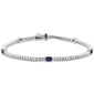<span style="color:purple">SPECIAL!</span>2.57ct G SI 14K White Gold Diamond & Blue Sapphire Gemstone Tennis Bracelet 7" Long