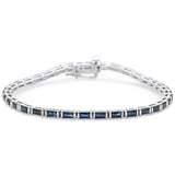 <span style="color:purple">SPECIAL!</span>5.28ct G SI 14K White Gold Blue Sapphire Gemstone Tennis Bracelet 7" Long