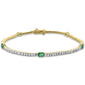 <span style="color:purple">SPECIAL!</span> 2.67ct G SI 14K Yellow Gold Diamond & Natural Emerald Gemstones Tennis Bracelet 7" Long