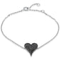 .41ct G SI 14K White Gold Black Diamond Heart Chain Bracelet 7" Long