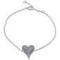 .46ct G SI 14K White Gold Blue Sapphire Gemstones Heart Bracelet 7" Long
