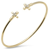 .10ct G SI 14K Yellow Gold Diamond Flexible Cross Open Bangle Bracelet