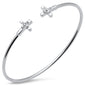<span style="color:purple">SPECIAL!</span> .10ct G SI 14K White Gold Diamond Flexible Cross Open Bangle Bracelet