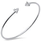 <span style="color:purple">SPECIAL!</span> .20ct G SI 14K White Gold Diamond Flexible Arrows Open Bangle Bracelet